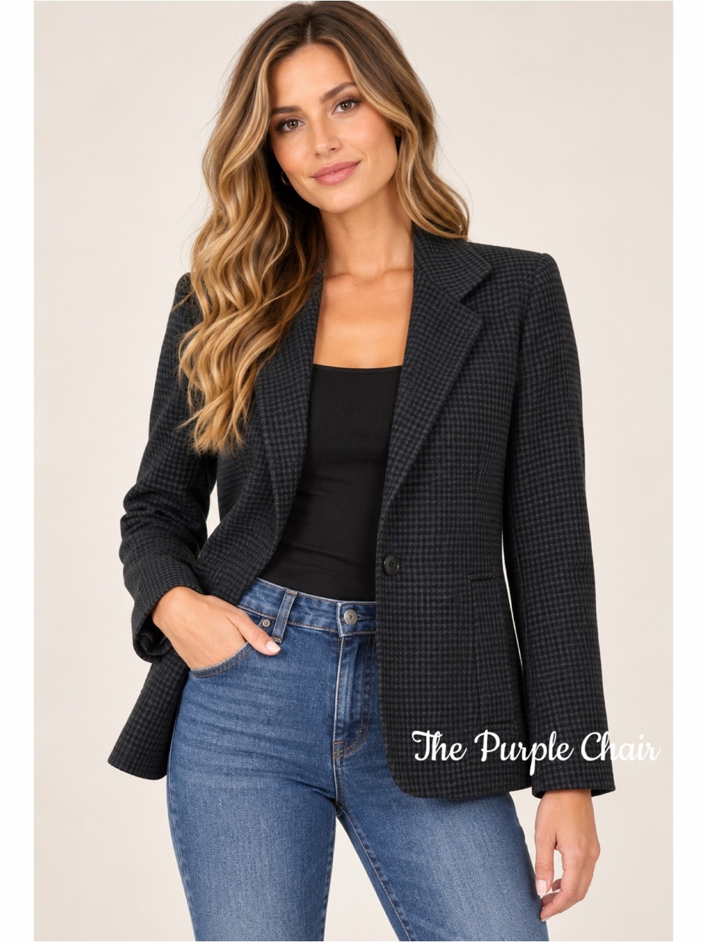 TALBOTS NWT Black/Gray Houndstooth Blazer S